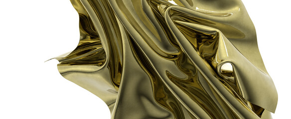 Golden fabric flowing gracefully a luxurious abstract