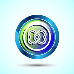 Infinity, Eternity, Icon Design Illustration, Endless Icon For Apps and Websites, Glossy Round Button Design