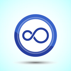 Infinity, Eternity, Icon Design Illustration, Endless Icon For Apps and Websites, Blue Color Button Design