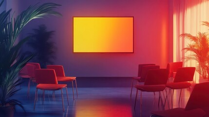 A corporate conference room with a TV set up for a presentation, but the room is currently empty