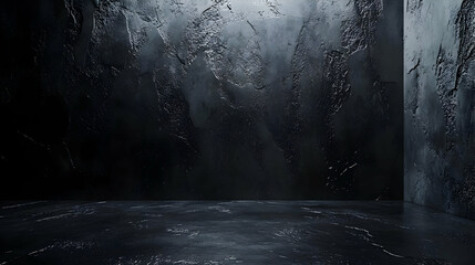 Dark Concrete Wall and Floor Background - 3D Illustration