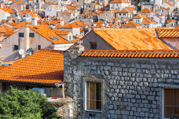 Obraz premium Picturesque view on old town Dubrovnik, Croatia, Adriatic Sea, Europe. Dalmatian coast. orange tile roofs.