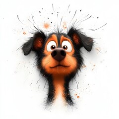 Fototapeta premium Confused and Entertained Hound with Playful and Endearing Canine Face Whimsical Digital with Soft Brushstrokes and Warm Color Tones on a Plain White Backdrop