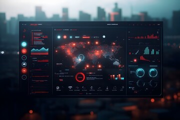 Obraz premium Intelligence Orchestrates Comprehensive Global Trade Logistics with Dynamic Digital Mapping of Container Ship Movements Real Time Data Analytics and Sleek Futuristic User Interface