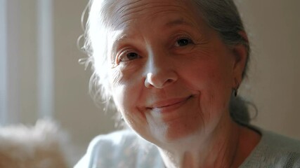 Portrait of an elderly woman from 60 to 75 years old close-up, elderly woman looking at the camera
