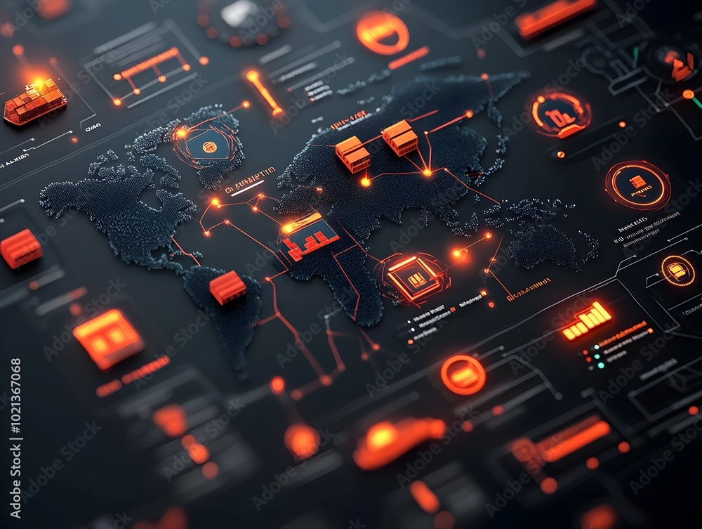 Poster intelligence revolutionizing worldwide logistics with expansive virtual maps charting global supply 