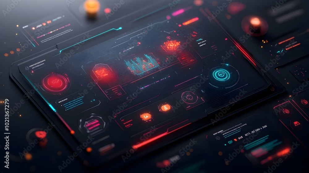 Poster futuristic and sleek user interface design with minimalist hud immersive game gui clean geometric sh