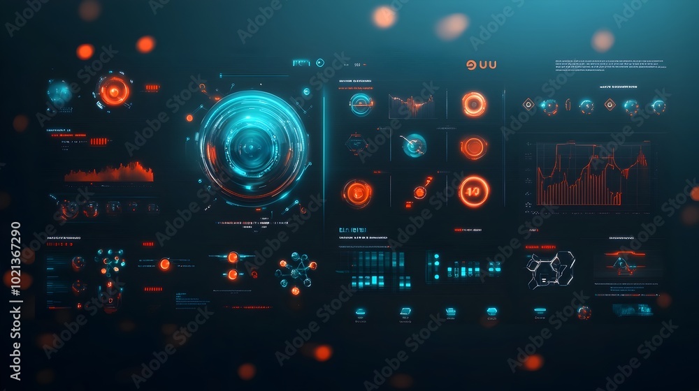 Poster visually stunning futuristic user interface featuring a sleek hud and gui detailed digital holograph