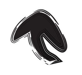 Hand painted curve arrow drawn with ink brush isolated on white background. Victor illustration