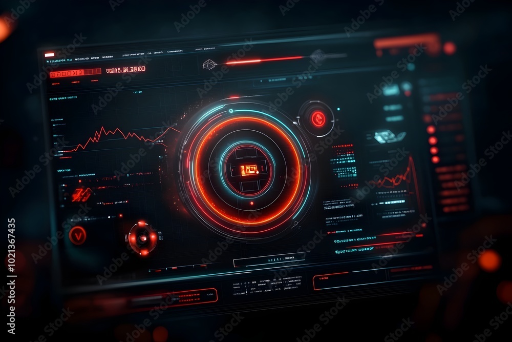 Poster futuristic interface with holographic hud and intuitive gui seamlessly integrated into a stunning sc