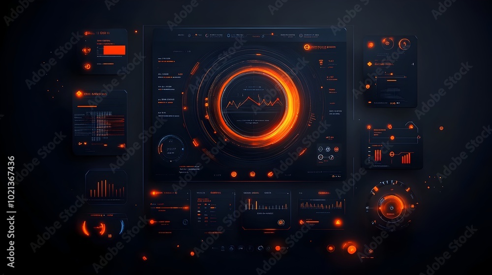 Poster sleek and minimalist futuristic digital interface featuring holographic hud sophisticated data visua