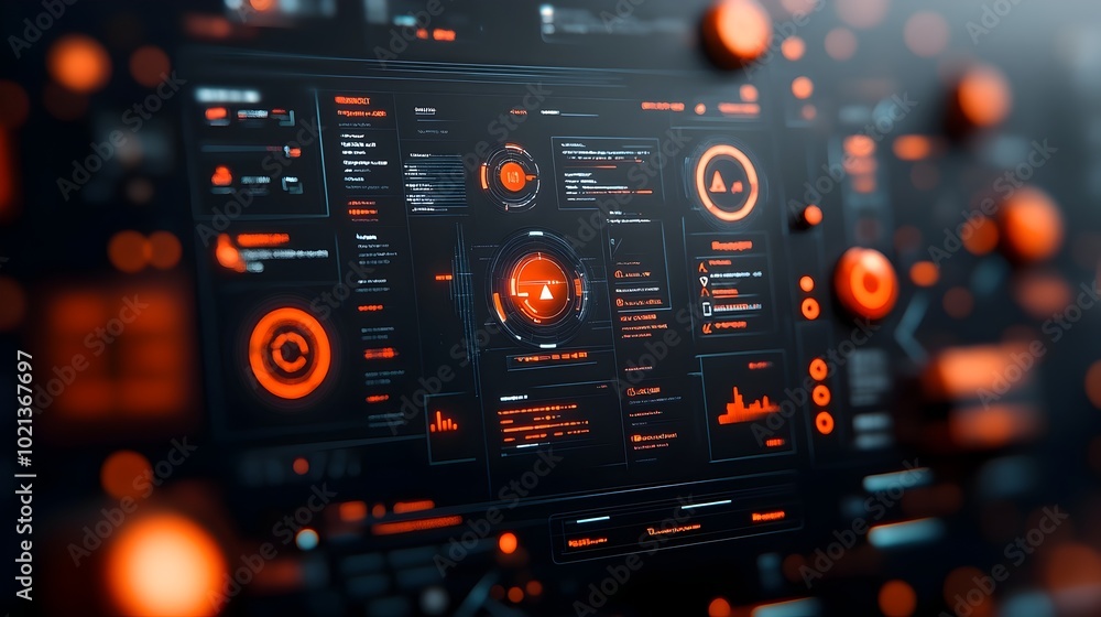 Poster immersive futuristic holographic user interface with cutting edge data visualization and minimalist 