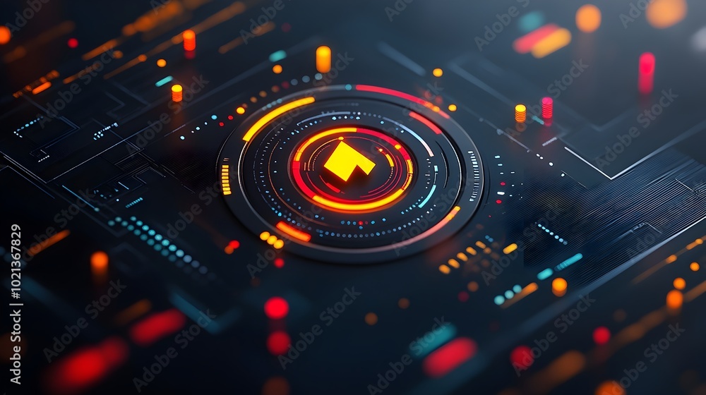 Poster immersive futuristic user interface with advanced holographic hud and captivating digital technology