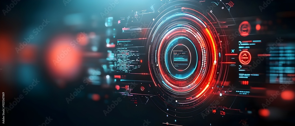 Poster innovative sleek futuristic user interface design with dynamic hud real time data displays and techn