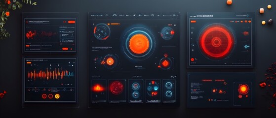 Fototapeta premium Futuristic and Minimalist Heads Up Display Interface with Streamlined and Efficient Design Vibrant Color Accents Transparent Screens