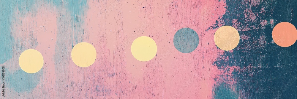 Aufkleber A vibrant abstract composition showcases an array of colorful circles arranged against a softly blended pastel backdrop, offering a calming aesthetic