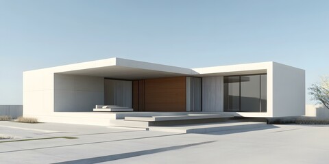Modern Minimalist Concrete House with Wooden Accents