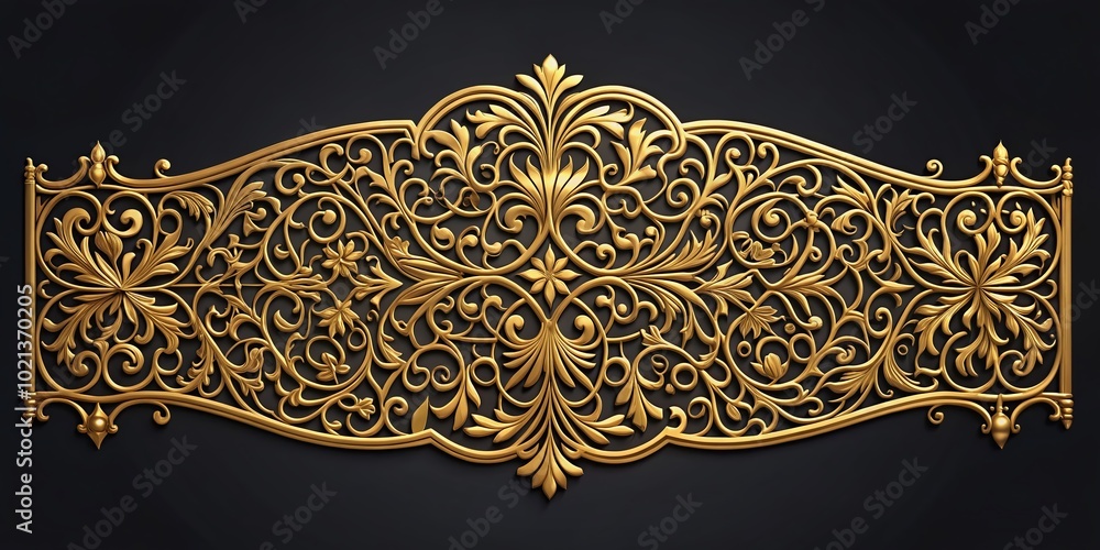 Poster elegant gold divider with intricate patterns for stylish design and decoration in various applicatio