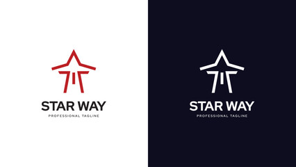 Starway company logo, plane star, tour, and travel concepts