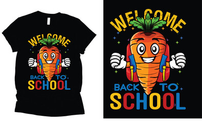 welcome Back to school carrot character t-shirt design