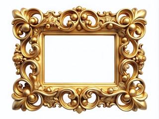 Elegant Golden Frames Isolated on White Background for Art, Photography, and Decoration Purposes
