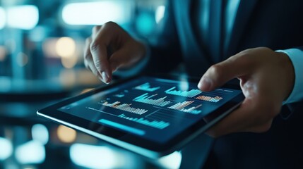 Cinematic Business Collaboration on Tablet - High-Quality UX Design in Creative Coworking Office