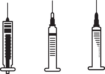Medical syringe icon set vector, syringe icon isolated on white background