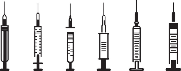 Medical syringe icon set vector, syringe icon isolated on white background