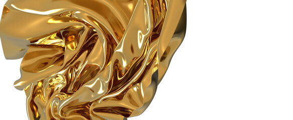 Golden fabric drapes in a luxurious wave
