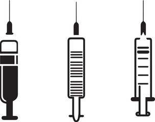 Medical syringe icon set vector, syringe icon isolated on white background