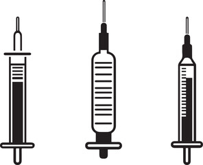 Medical syringe icon set vector, syringe icon isolated on white background