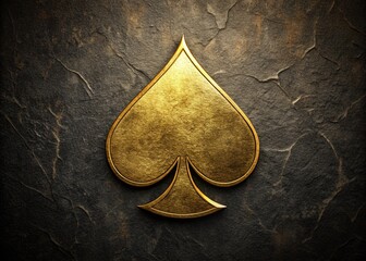 Elegant gold spade symbol on a dark textured background, ideal for designs and playing card themes