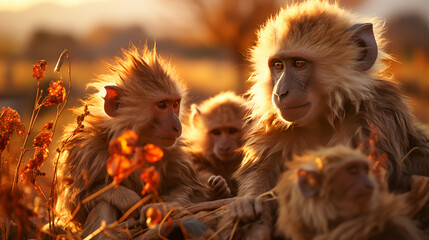 Baboon Harmony in the African Dusk.