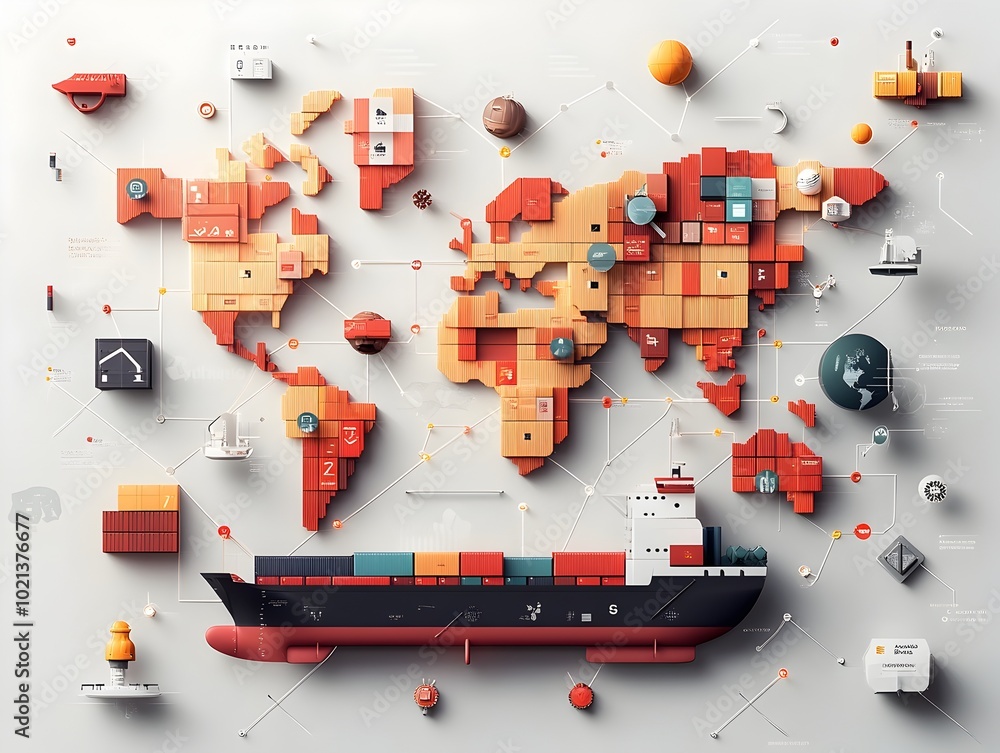 Poster innovative ai powered logistics platform mapping intricate web of international trade routes network