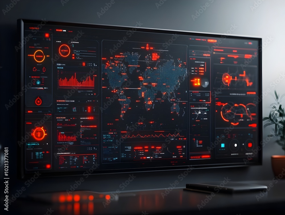 Poster AI Powered Logistics Command Center Coordinating Global Freight Movement and Supply Chain Analytics  Massive screens displaying real time data on shipping routes containers