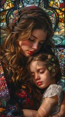 Mother and Daughter Embrace in Artistic Portrait