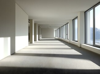 Fototapeta premium Modern Office Building Interior With Large Windows