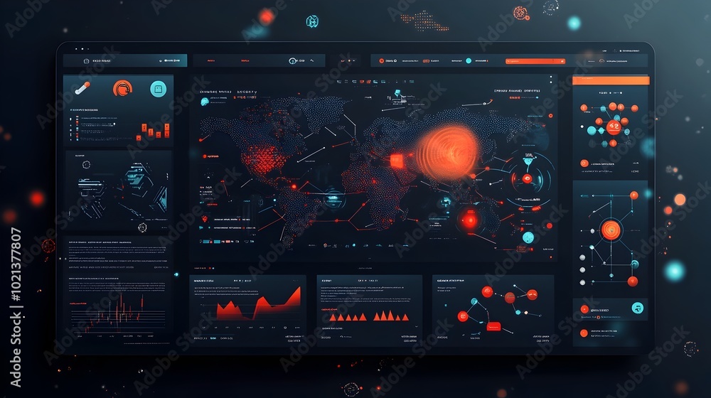 Poster Sleek and Minimalist AI Driven Logistics Dashboard Monitoring Worldwide Supply Chains Trade Routes and International Delivery Processes with Holographic Data Visualizations and Real Time Analytics