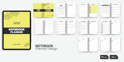 Notebook Planner Design Daily, weekly, monthly, project Planner Modern planner Design