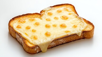 Toast topped with melted cheese, showcasing a delicious snack or appetizer.