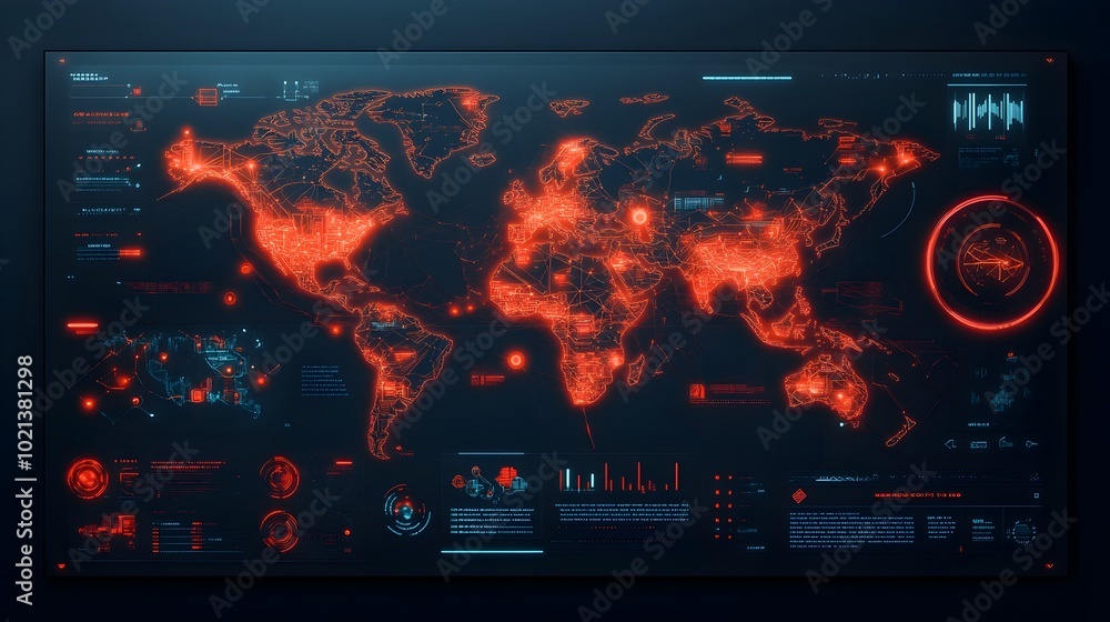 Poster futuristic ai powered global logistics network displaying intricate supply routes shipping container