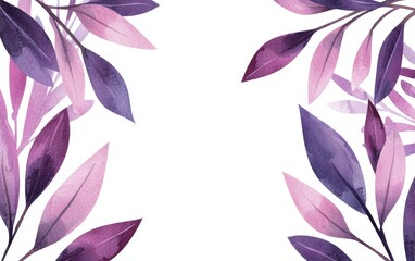 Watercolor lavender sprigs framing a white background, delicate purple flowers, perfect for botanical designs, wedding invitations, or nature-themed stationery