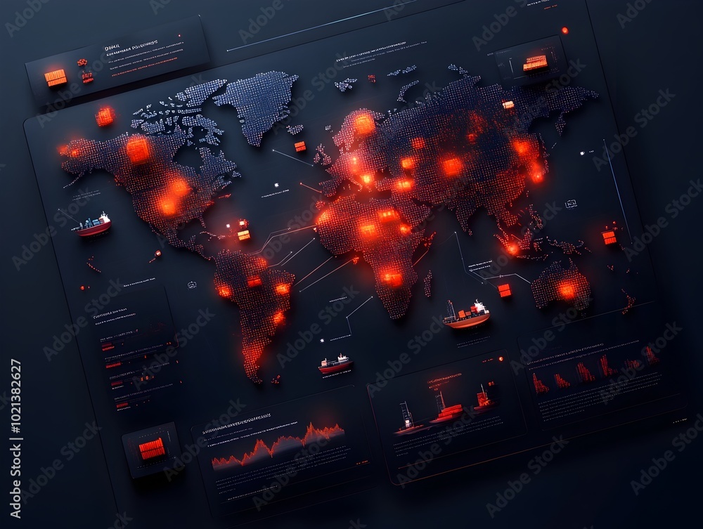 Aufkleber ai powered global logistics optimization visualized through interactive data driven world map tracki