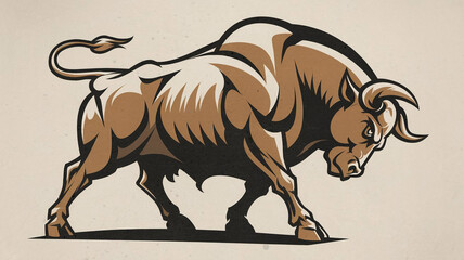 Obraz premium Powerful Bull Illustration Aggressive Animal Mascot Design