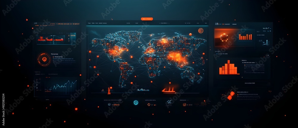 Aufkleber futuristic global logistics command center featuring holistic visualization of worldwide export impo