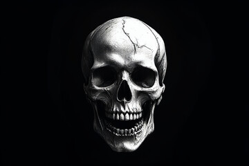 Fototapeta premium image of a human skull on a black background