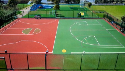 Fototapeta premium basketball court football field and volleyball court 