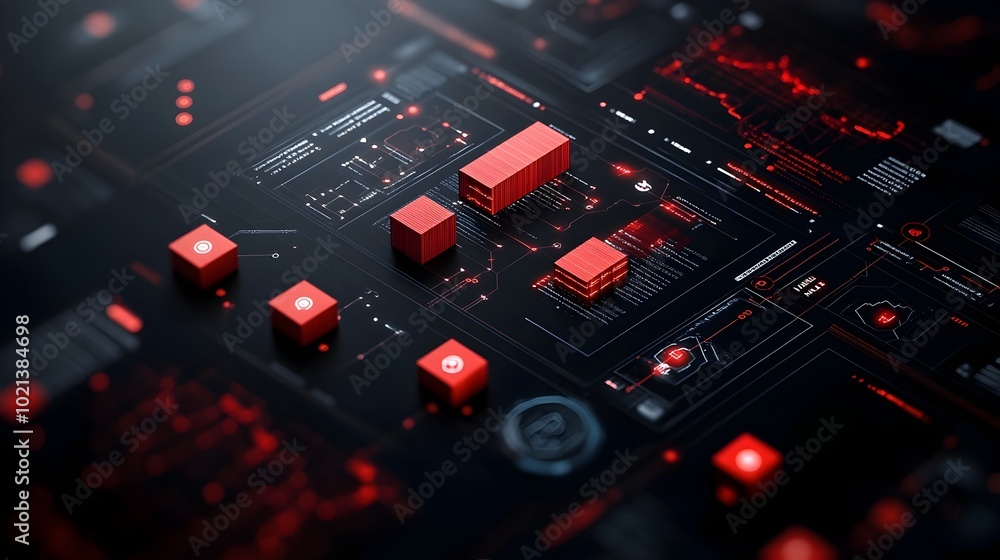 Poster futuristic ai enabled logistics management system monitoring real time container shipments and trade