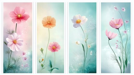 A serene illustration of colorful flowers in soft hues, evoking tranquility and beauty.