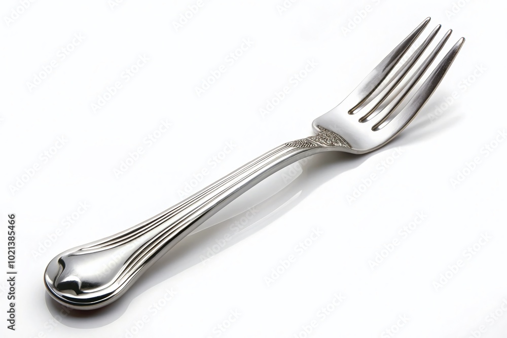 Poster elegant silver fork isolated on a white background for culinary and dining concepts and designs